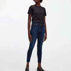 7 For All Mankind Waist Skinny Crop Jeans in Blue