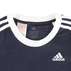 adidas 3 Stripe T-Shirt Junior Girls in Blue