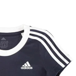 adidas 3 Stripe T-Shirt Junior Girls in Blue