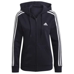 adidas 3 Stripe Zip Track Hoodie Ladies in Blue