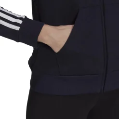 adidas 3 Stripe Zip Track Hoodie Ladies in Blue