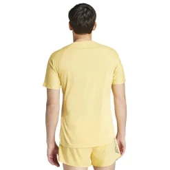 adidas Adizero Regular Fit Crew Neck T-Shirt in Yellow
