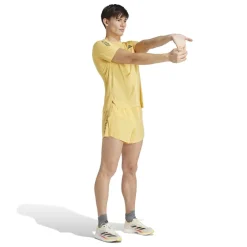 adidas Adizero Regular Fit Crew Neck T-Shirt in Yellow