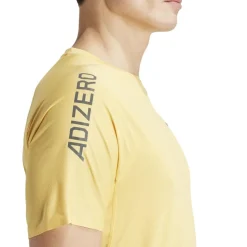 adidas Adizero Regular Fit Crew Neck T-Shirt in Yellow