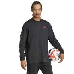 adidas Ajax Amsterdam Graphic Long Sleeve T-Shirt Adults in Black