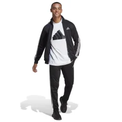 adidas Basic 3 Stripes Tricot Tracksuit in Black