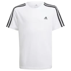 adidas Boys Designed 2 Move 3-Stripes T-Shirt in White Black