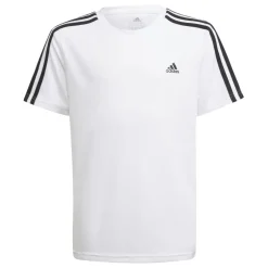 adidas Boys Designed 2 Move 3-Stripes T-Shirt in White Black