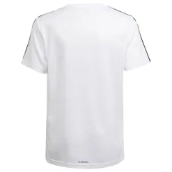 adidas Boys Designed 2 Move 3-Stripes T-Shirt in White Black