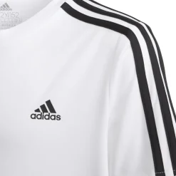 adidas Boys Designed 2 Move 3-Stripes T-Shirt in White Black