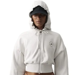 adidas by Stella McCartney Cropped Hooded Relaxed Fit Sweatshirt in Grey