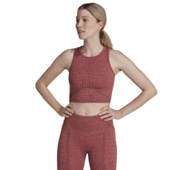 adidas Crew Neck Cropped Bra Top in Red