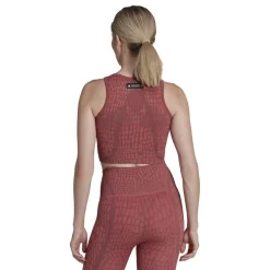 adidas Crew Neck Cropped Bra Top in Red