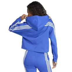 adidas Cropped Hooded Relaxed Fit Sweatshirt in Blue