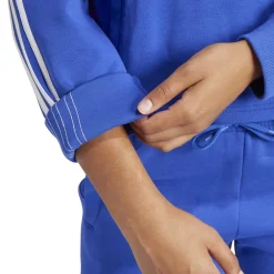adidas Cropped Hooded Relaxed Fit Sweatshirt in Blue