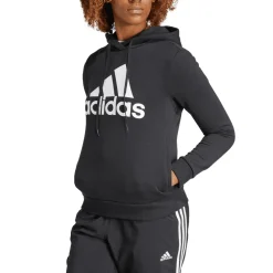 adidas Essentials Big Logo Fleece Hoodie in Black