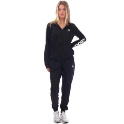 adidas Essentials Logo French Terry Tracksuit in Black-White