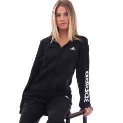 adidas Essentials Logo French Terry Tracksuit in Black-White