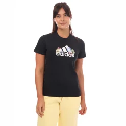 adidas Floral Graphic T-Shirt in Black