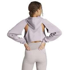 adidas HIIT Cropped Hooded Sweatshirt in Purple