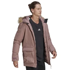 adidas Hooded Long Regular Fit Coat in Pink