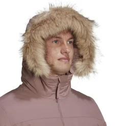 adidas Hooded Long Regular Fit Coat in Pink