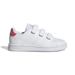 adidas Junior Advantage Court Trainers in White pink