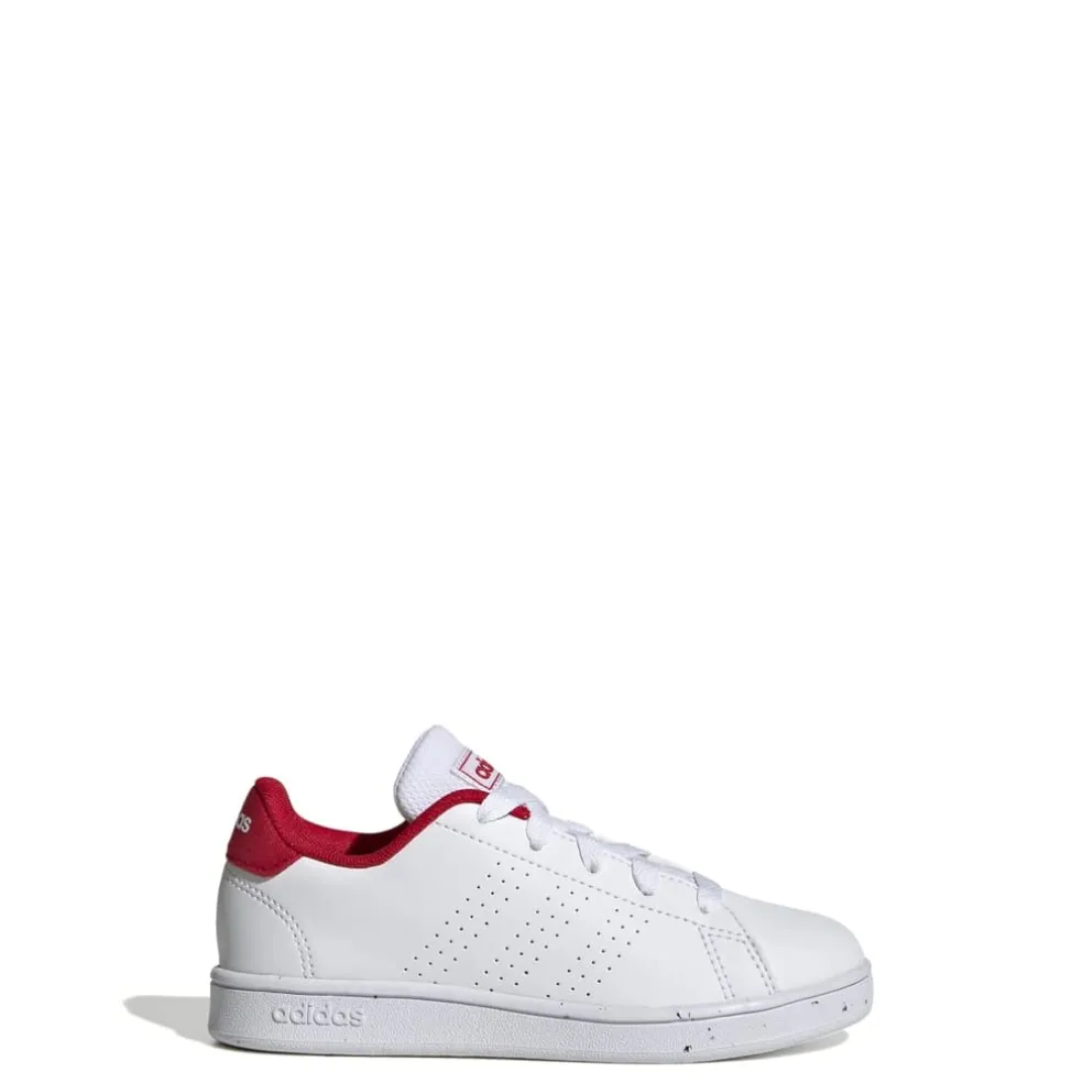adidas Junior Advantage Trainers in White red
