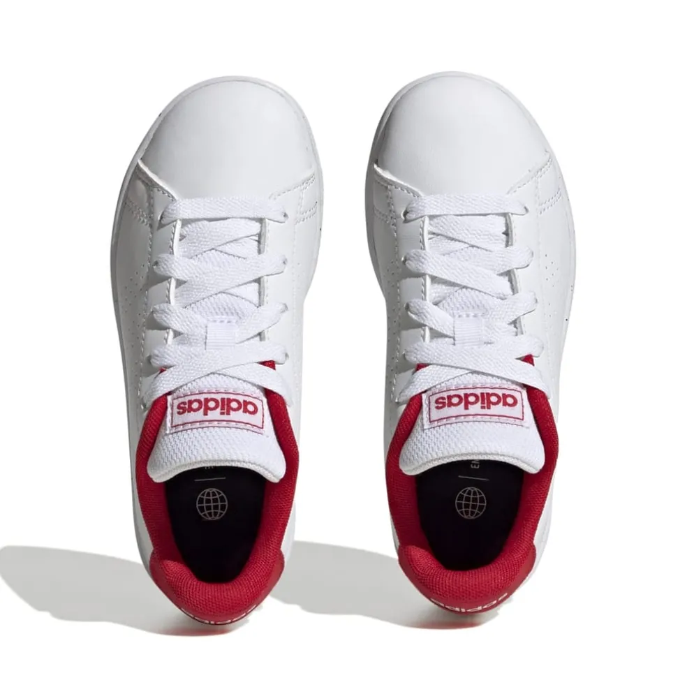 adidas Junior Advantage Trainers in White red