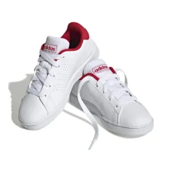 adidas Junior Advantage Trainers in White red