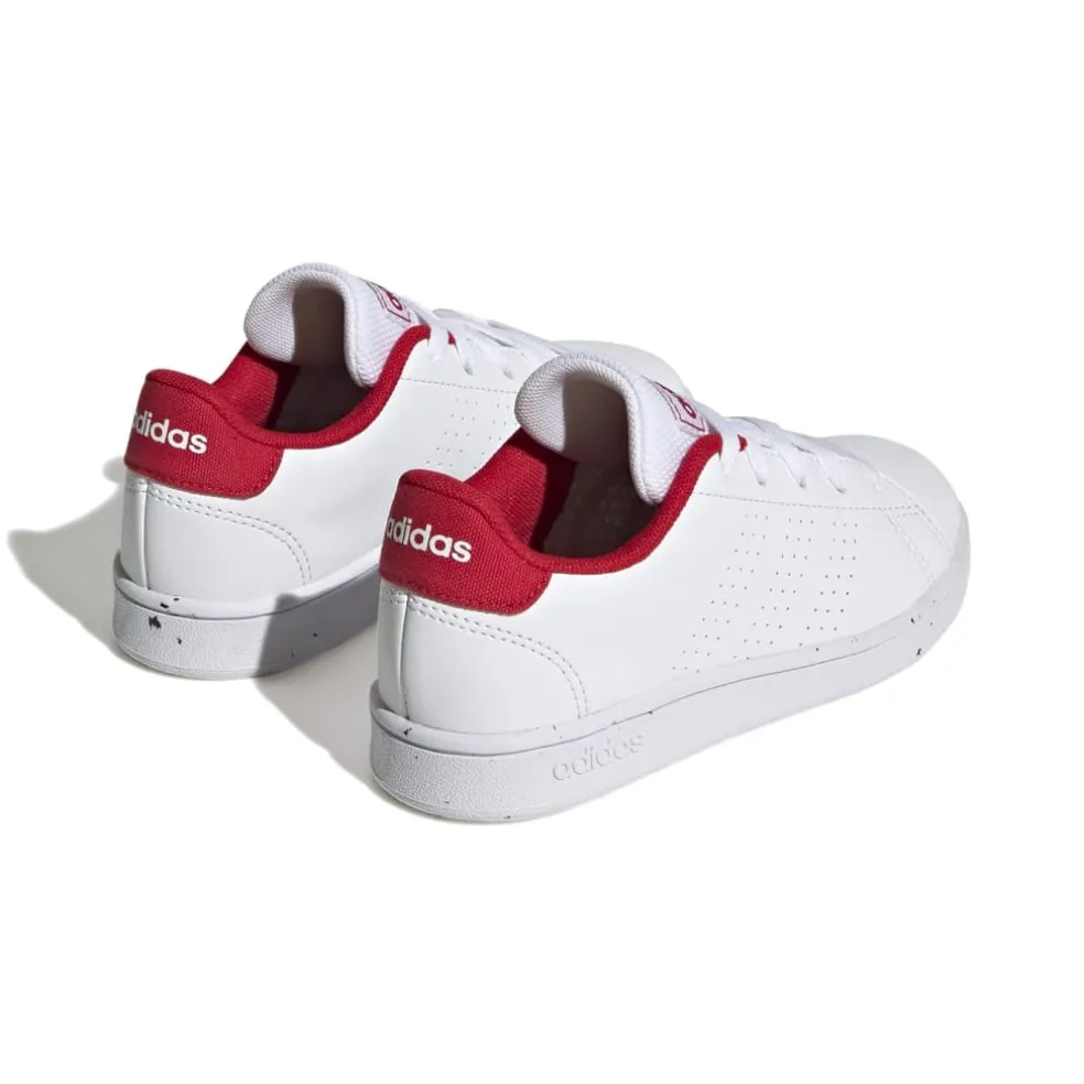 adidas Junior Advantage Trainers in White red