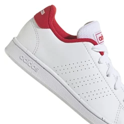 adidas Junior Advantage Trainers in White red