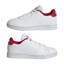 adidas Junior Advantage Trainers in White red