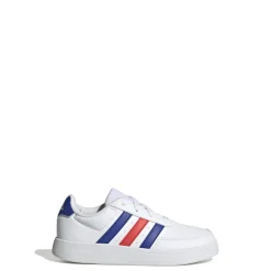 adidas Junior Breaknet Lifestyle Court Lace Trainers in White blue red