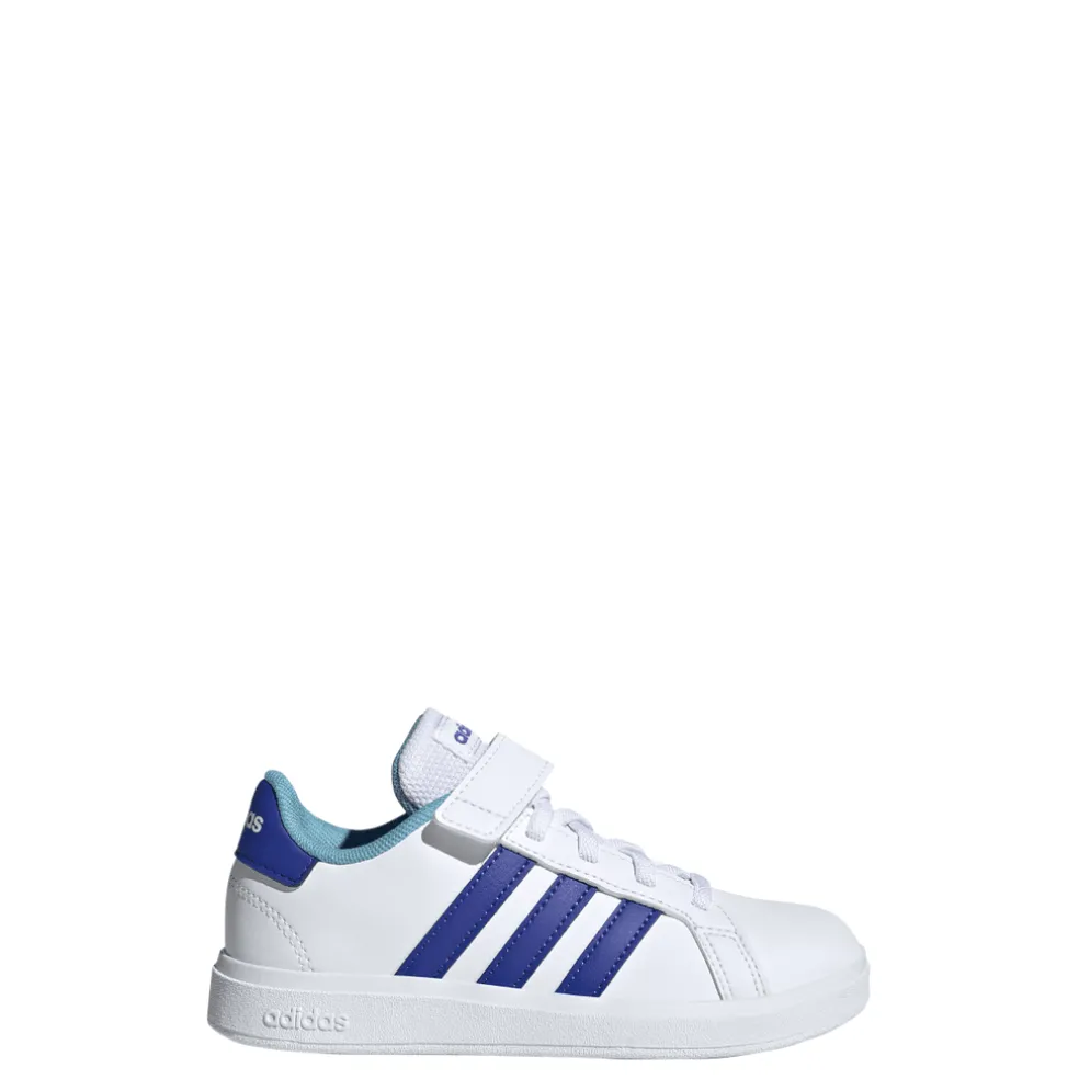 adidas Junior Grand Court 2.0 Elastic Strap Trainers in White