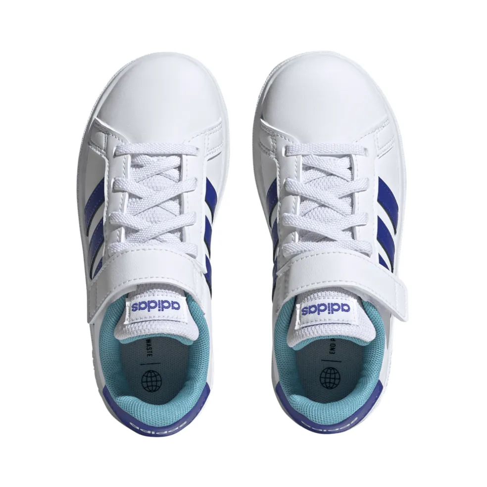 adidas Junior Grand Court 2.0 Elastic Strap Trainers in White