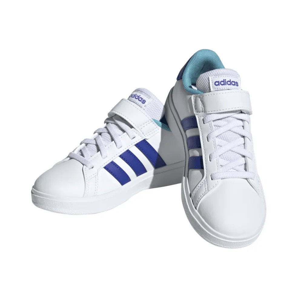 adidas Junior Grand Court 2.0 Elastic Strap Trainers in White
