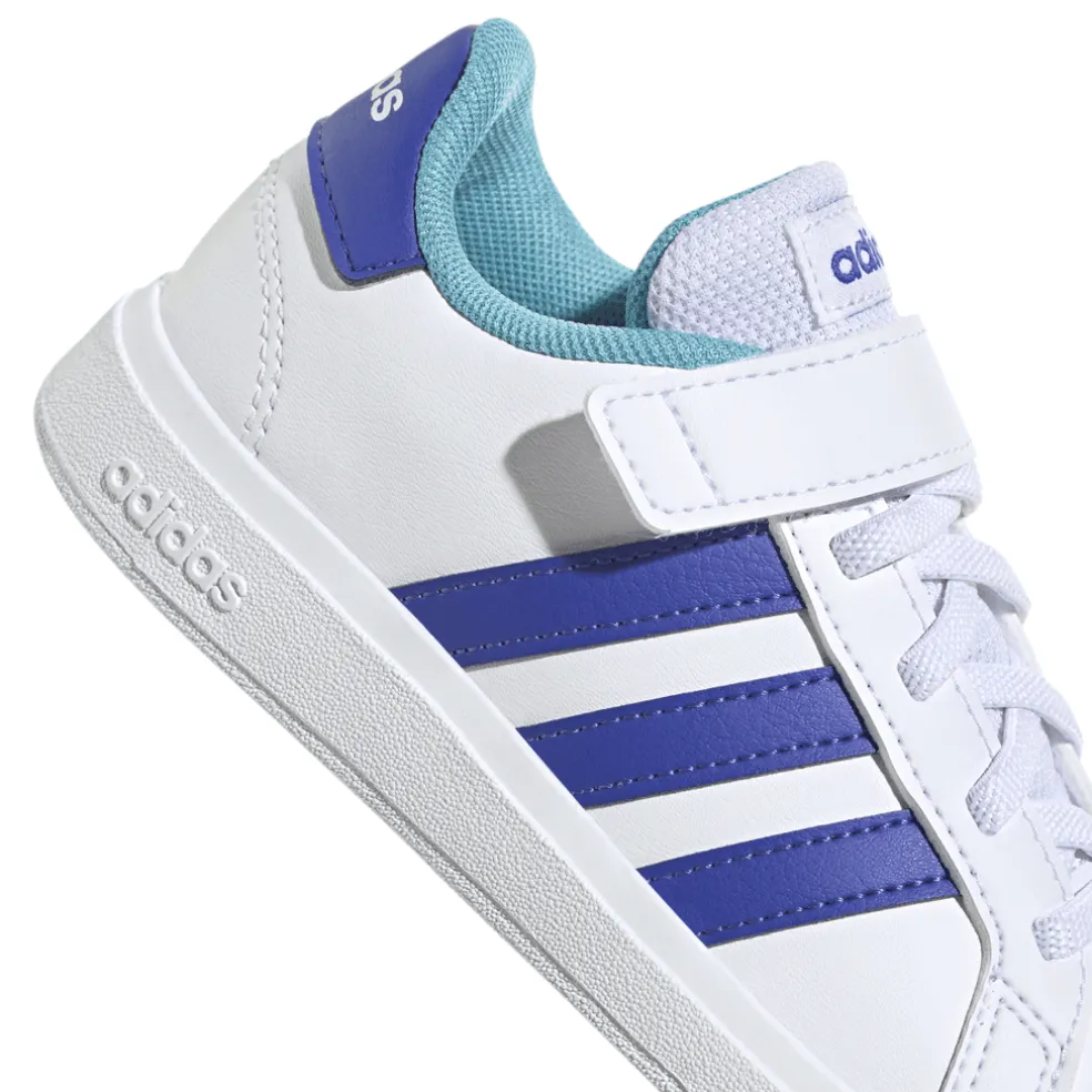 adidas Junior Grand Court 2.0 Elastic Strap Trainers in White