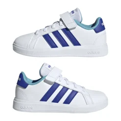 adidas Junior Grand Court 2.0 Elastic Strap Trainers in White