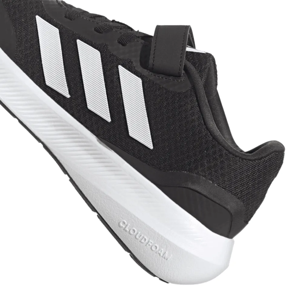 adidas Junior Run Falcon 3.0 Elastic Top Strap Trainers in Black