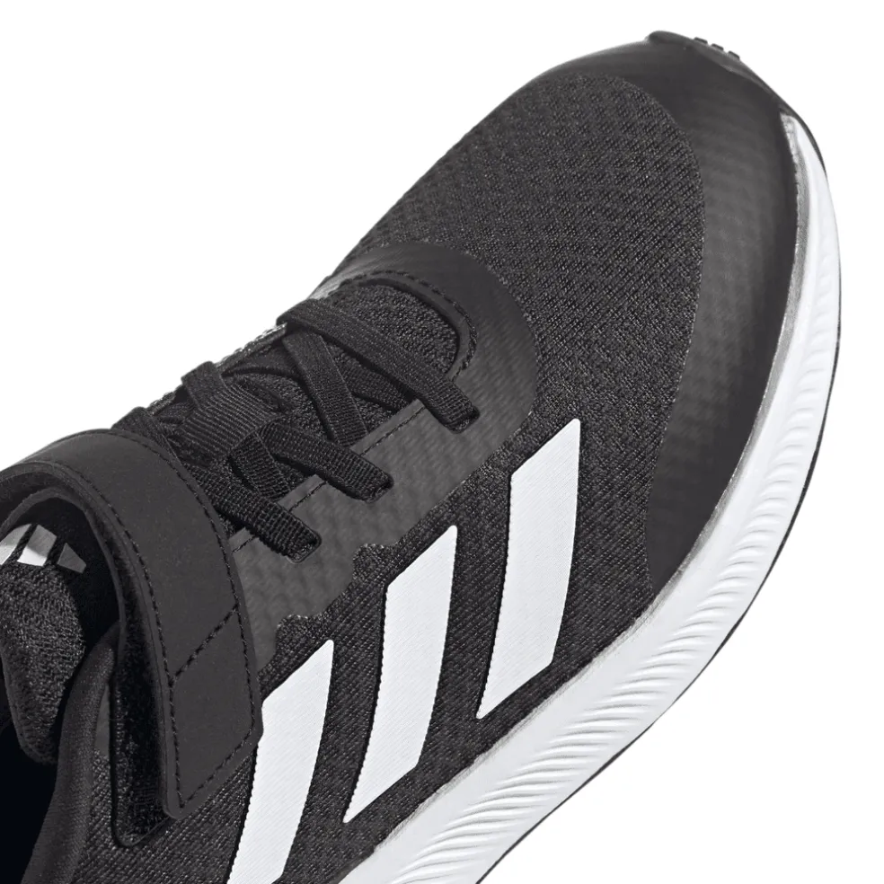 adidas Junior Run Falcon 3.0 Elastic Top Strap Trainers in Black
