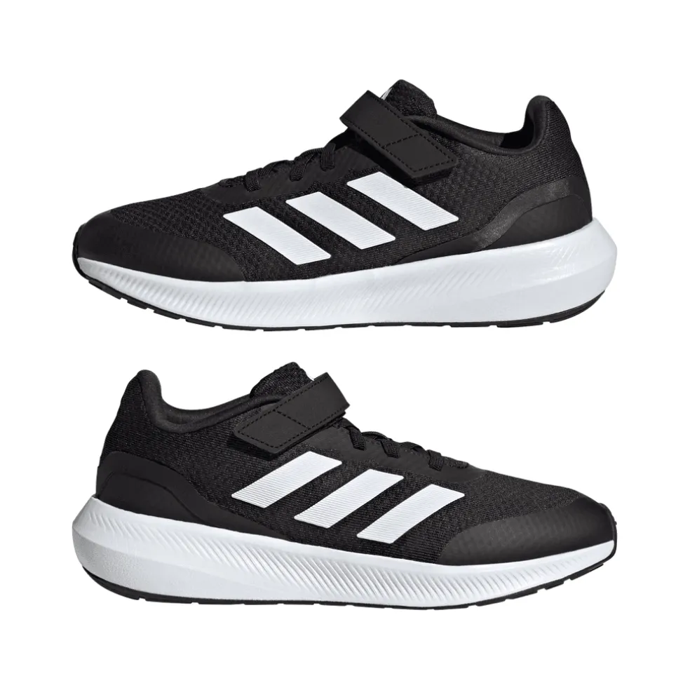 adidas Junior Run Falcon 3.0 Elastic Top Strap Trainers in Black