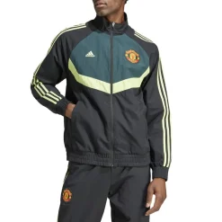 adidas Manchester United Woven Track Top in black green