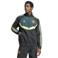 adidas Manchester United Woven Track Top in black green