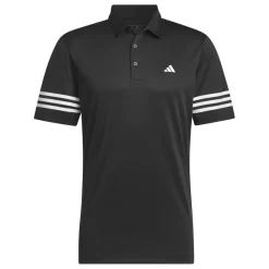 adidas Mens 3 Stripe Polo Shirt in Black