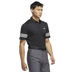 adidas Mens 3 Stripe Polo Shirt in Black