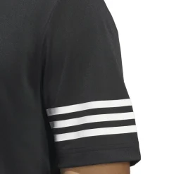 adidas Mens 3 Stripe Polo Shirt in Black