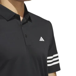 adidas Mens 3 Stripe Polo Shirt in Black
