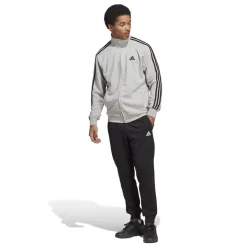 adidas Mens Basic 3 Stripes French Terry Tracksuit in Grey