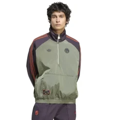 adidas Mens Bayern Munich Originals Icon Half Zip Jacket in Green